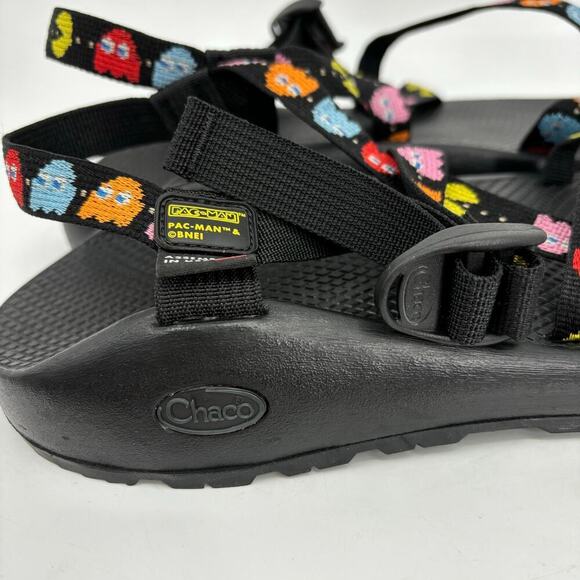Chaco Z Men's Toe Loop Sandals Pac-Man Scaredy Ghost Black Size 12 - Picture 4 of 9